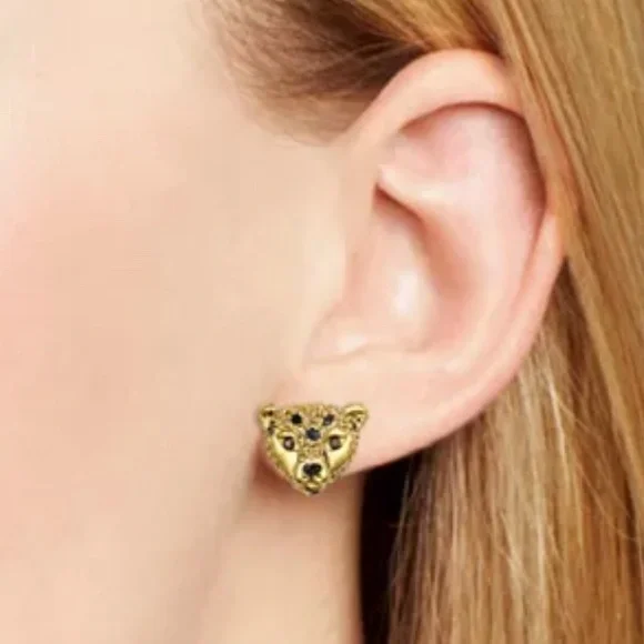 Kate Spade New York Run Wild Cheetah Stud Earrings | Whimsical Crystal Studs - Picture 3 of 9